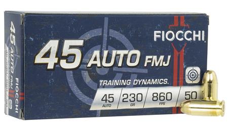 Fiocchi 45A500 Range Dynamics Pistol 45 ACP 230 gr Full Metal Jacket (FMJ) 50 Per Box/ 10 Cs